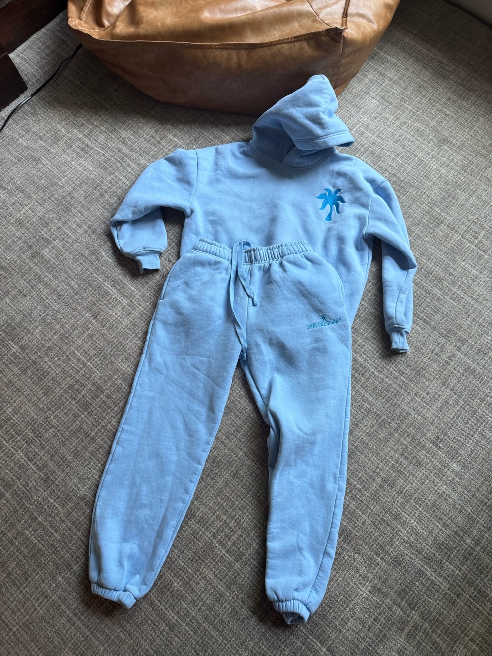 Light Blue Graphic Pullover Hoodie with matching sweatpants - Picture 3 of 3
